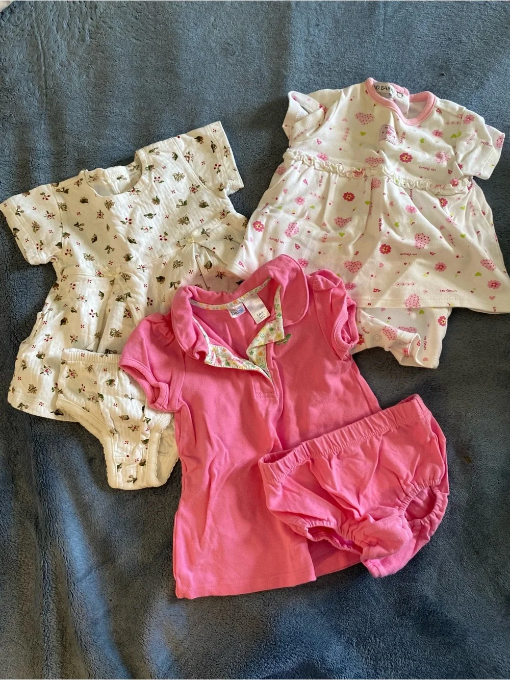 Vintage Y2K Set of 3 Baby Girl Dresses and Rompers, size 6-9 months